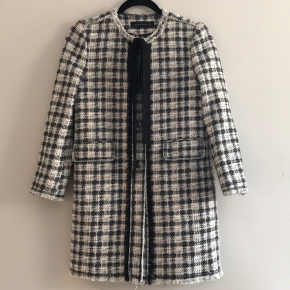 Zara Jackets & Blazers - ZARA  Black and White Tweed Jacket